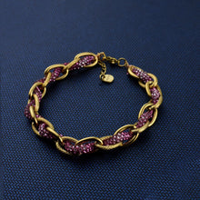 Carica l&#39;immagine nel visualizzatore di Gallery, Bracciale Acciaio inossidabile lega Donna Braccialetto oro fuxia corda strass