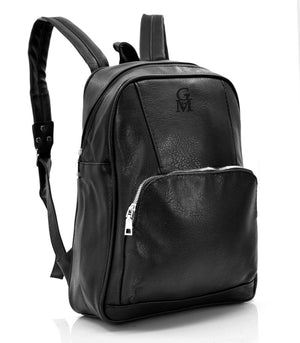 Zaino nero GM ufficio zip nuovo uomo donna classico tasche pelle sportivo lavoro