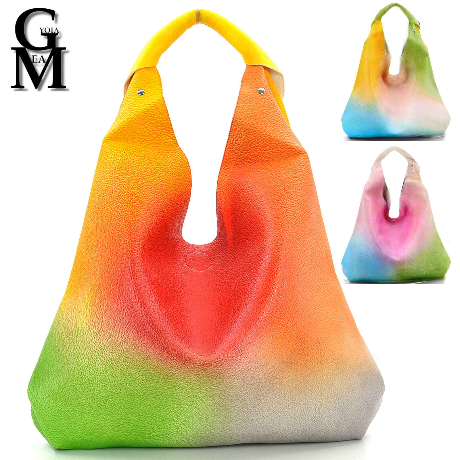 Borsa a sacco pelle morbida MICUSSI arcobaleno hobo grande multi colore colorata