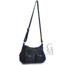 Carica l&#39;immagine nel visualizzatore di Gallery, Tracolla borsa jeans vintage jeansata nuovo artigianale fatta messenger donna