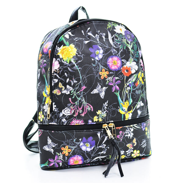 GM Zaino zainetto pelle colorato fantasia casual fiori fiorata casual passeggio