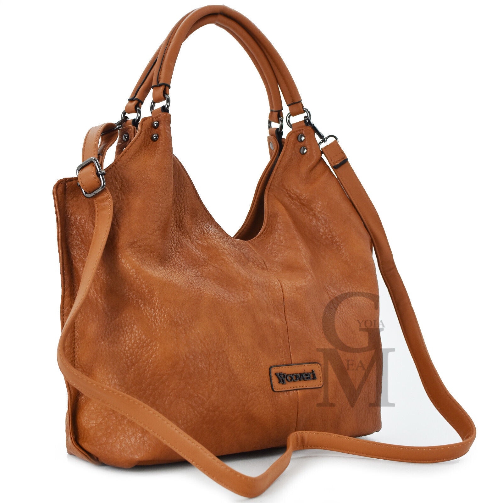 Borsa donna yyCoveri marrone pelle venata sacco hobo capiente shopping morbida