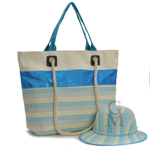 GM borsa mare + cappello OMAGGIO piscina tela grande manici corda doppio manico