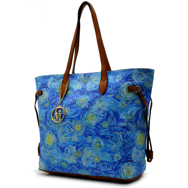 GM borsa shopping fantasia stampa Vincent Van Gogh Notte stellata cielo stellato