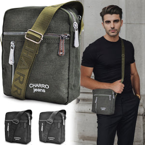 Borsello uomo firmato CHARRO 4 zip tasche tessuto borsellino nuovo piccolo sport