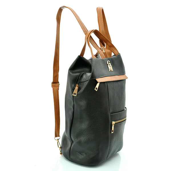 Gyoiamea 2in1 zainetto donna zaino borsa piccolo sacco similpelle nero vintage