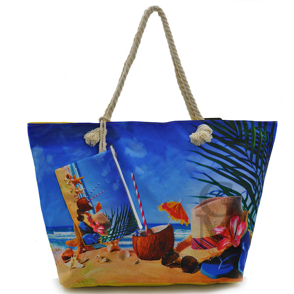 borsa mare firmata gm grande capiente spiaggia fantasia multicolore manici corda