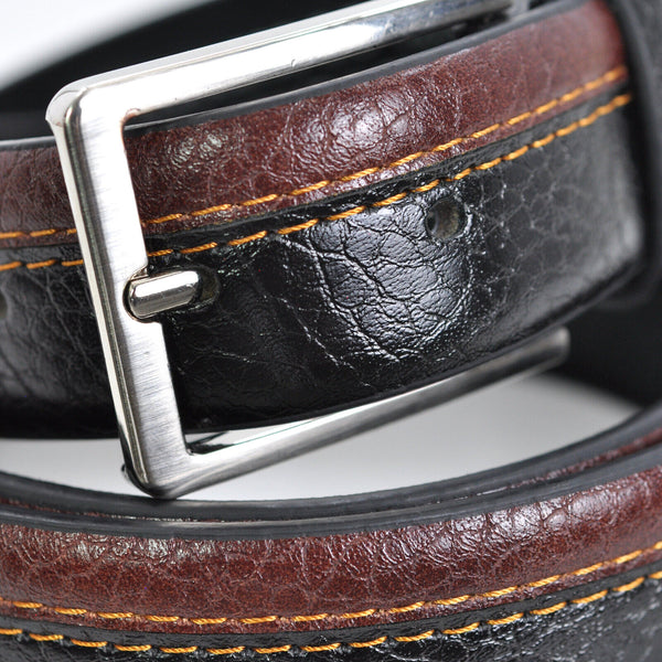 Cintura Cinta Uomo 3,8cm Vera Pelle Casual marrone e nera Accorciabile bicolore