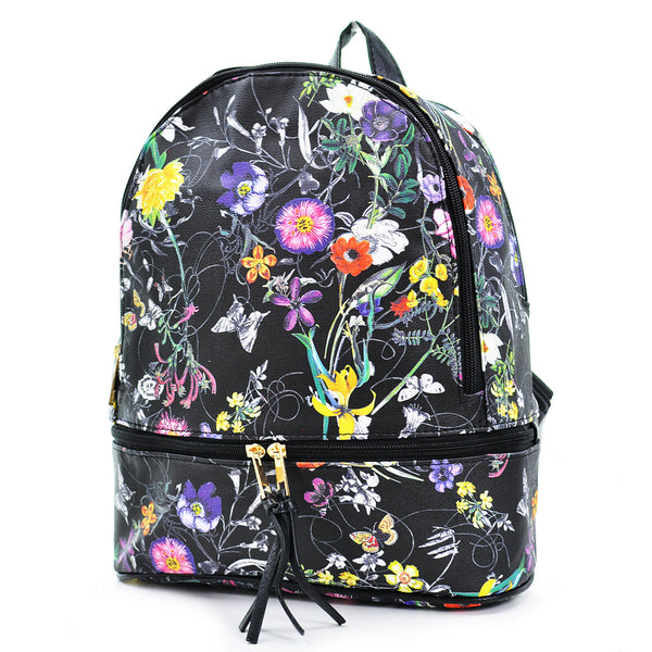 GM Zaino zainetto pelle colorato fantasia casual fiori fiorata casual passeggio