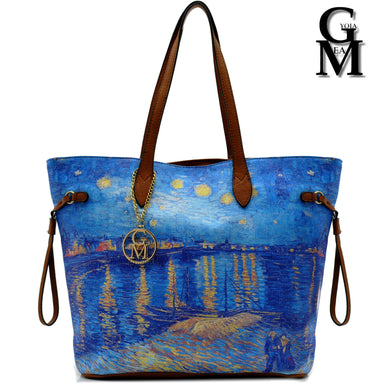 GM borsa shopping moda stampa colori Vincent Van Gogh Notte stellata sul rodano
