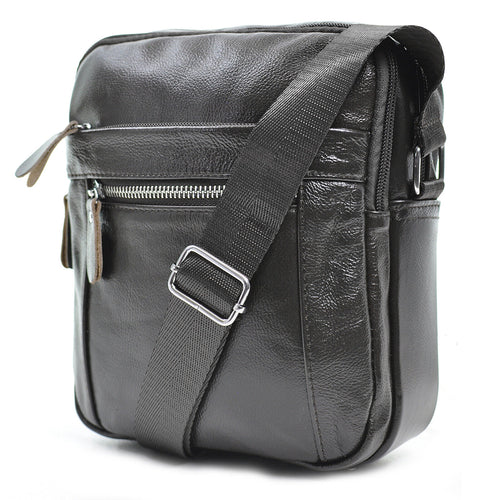 Borsa uomo borsello multi tasche vera pelle capiente comoda zip nero marrone