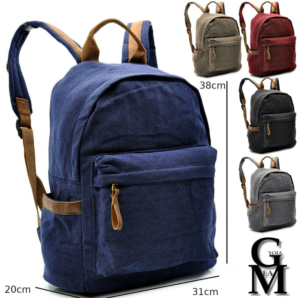 Zaino uomo donna canvas tela pelle grande lavoro scuola porta pc viaggio tessuto