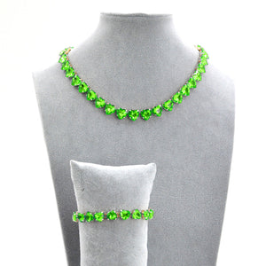 Parure Collana e bracciale girocollo cristalli pietre forma cuori gioiello nuovo
