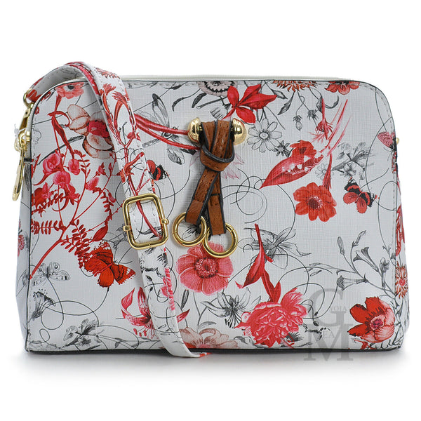 Borsa borsetta floreale fiori rose pelle piccola donna elegante passeggio casual