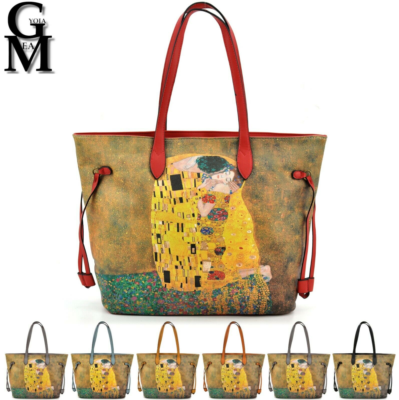 Gyoiamea borsa fantasia dipinto quadro bacio klimt donna pelle shopping spalla