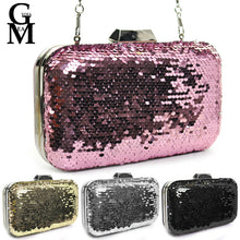 Carica l&#39;immagine nel visualizzatore di Gallery, Pochette Paillettes rosa rigida altissima qualità con strass matrimonio eventi