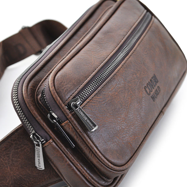 Marsupio COVERI ecoPelle Resistente Comodo Pratico 4 Tasche Zip vita monospalla