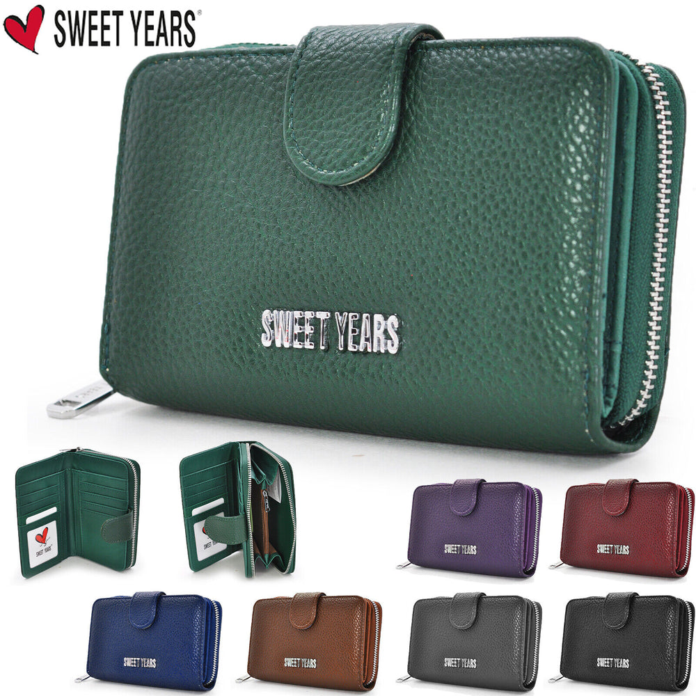 Sweet years Portafoglio Donna vintage Grande Pelle Zip Portamonete carte credito