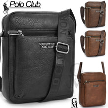 Carica l&#39;immagine nel visualizzatore di Gallery, Borsello firmato Polo Club nuovo multi tasche uomo elegante pelle tracolla nero