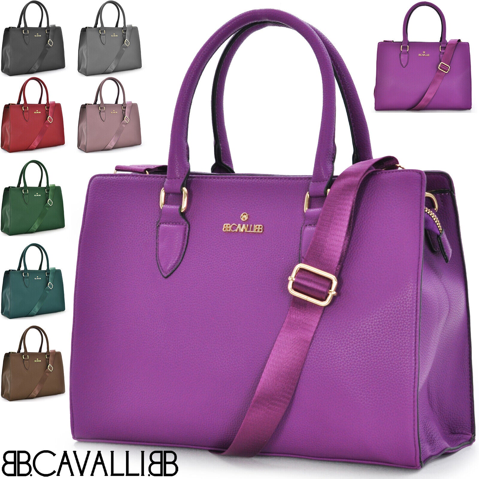 Borsa firmata Cavalli nuova spalla bauletto rigida tracolla elegante viola nuova