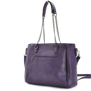 Borsa GM viola donna grande spalla pelle catene trapuntata passeggio shopping