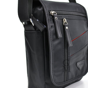 Borsello uomo nero casual tessuto impermeabile nylon tracolla zip tasche lavoro