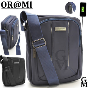 Borsello uomo USB porta ipad tablet tracolla borsa nylon tessuto lavoro casual