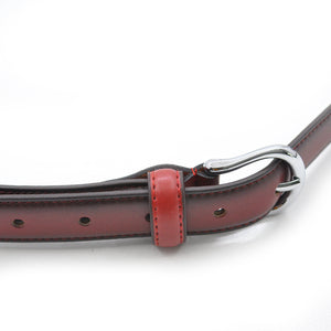 Cintura Cinta unisex 3,5cm firmata originale vera Pelle rosso marrone sottile