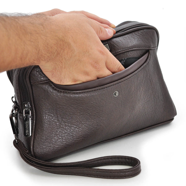 COVERI borsa firmata a mano uomo 2in1 Pelle multitasche Pochette a Mano Da Polso