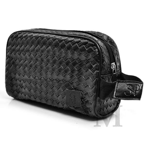 GM Pochette mano pelle intrecciata nero sport polso nera uomo viaggio passeggio