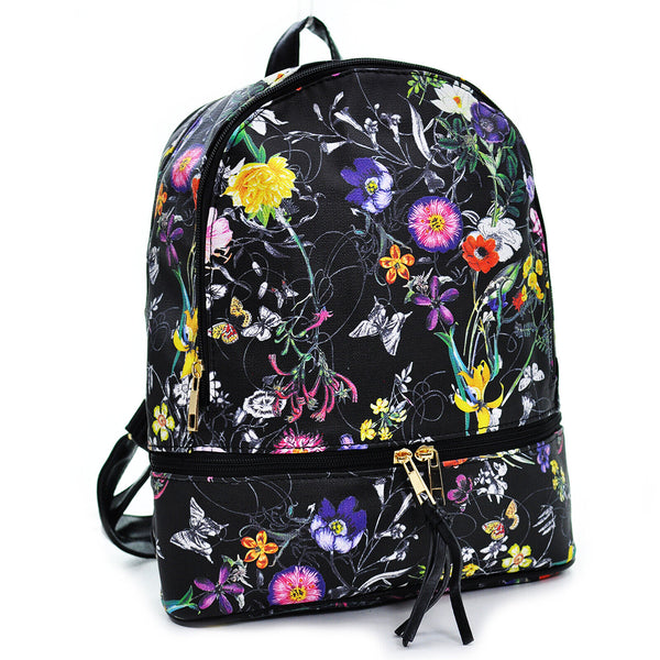 GM Zaino zainetto pelle colorato fantasia casual fiori fiorata casual passeggio