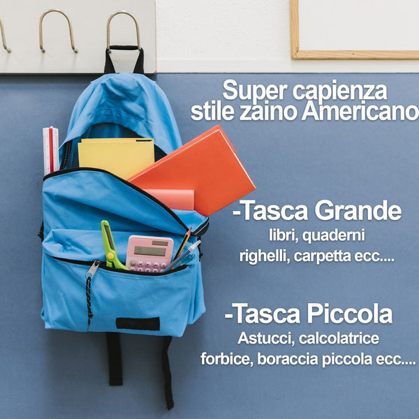 Zaino Invicta americano scuola donna uomo azzurro firmato superiori medie unisex