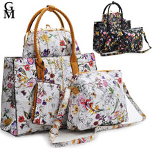 Carica l&#39;immagine nel visualizzatore di Gallery, borsa set 4 pezzi fantasia fiorata GM milano shopping moda spalla donna tracolla