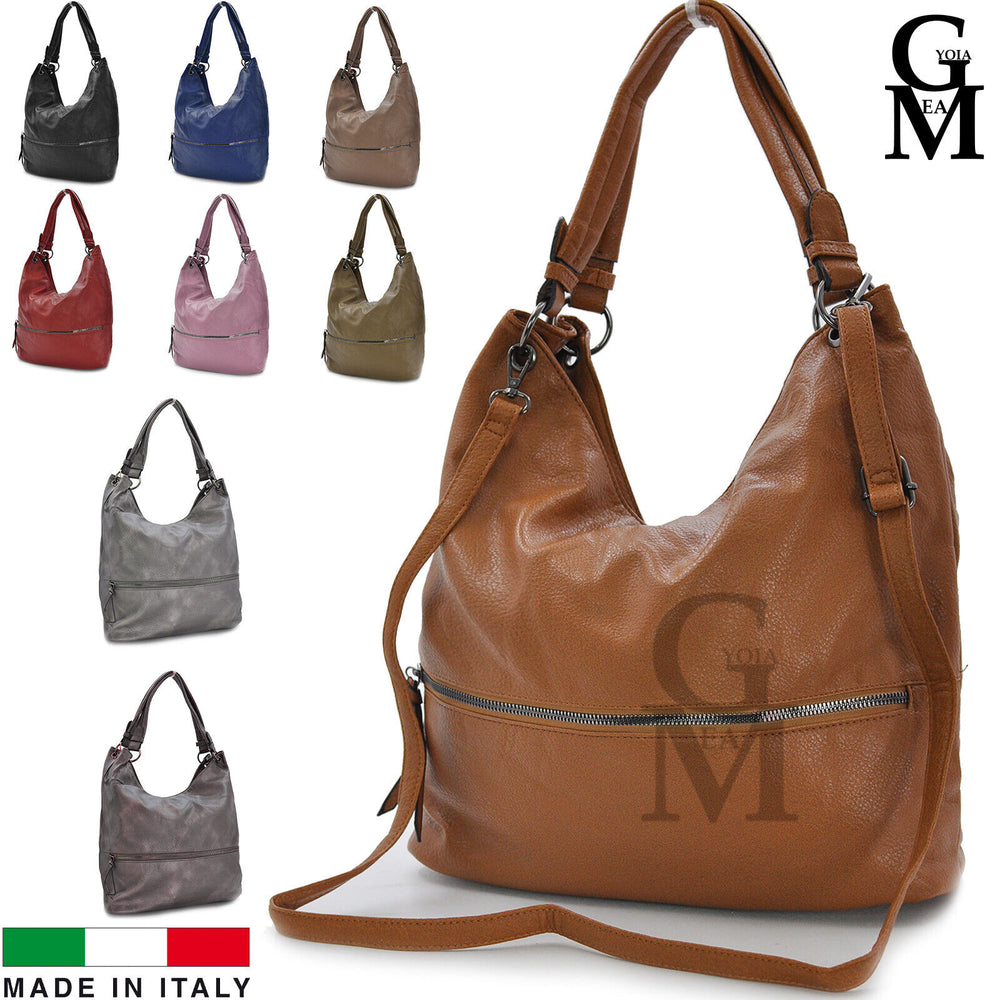 Borsa nuova GM hobo sacco donna grande spalla pelle passeggio argento tracolla