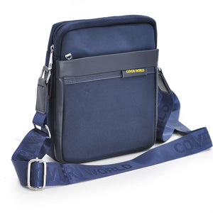 Borsello uomo firmato COVERI blu tasche tessuto tecnico nylon sportivo passeggio