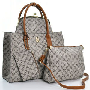 Borsa set 4in1 originale GM milano shopping fantasia fiori pelle spalla fiorata
