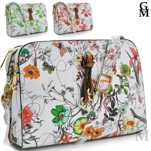 Borsa borsetta floreale fiori rose pelle piccola donna elegante passeggio casual