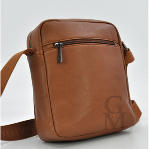 A. Basile ITALIA borsello 5 tasche zip comodo grande uomo pelle tracolla marrone