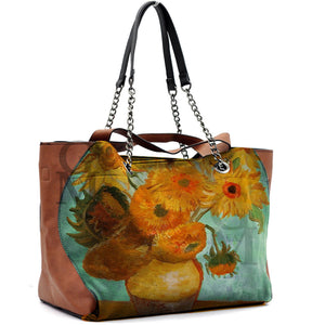 GM borsa donna fantasia dipinto V. Van Gogh Notte stellata klimt il bacio IRIS