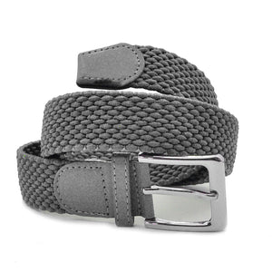 Cintura Uomo tessuto intrecciata elasticizzata taglie forti unica tinta blu nera