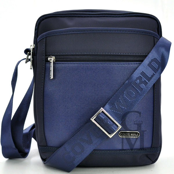 COVERI borsello uomo borsa tracolla nylon nero blu impermeabile zip capiente