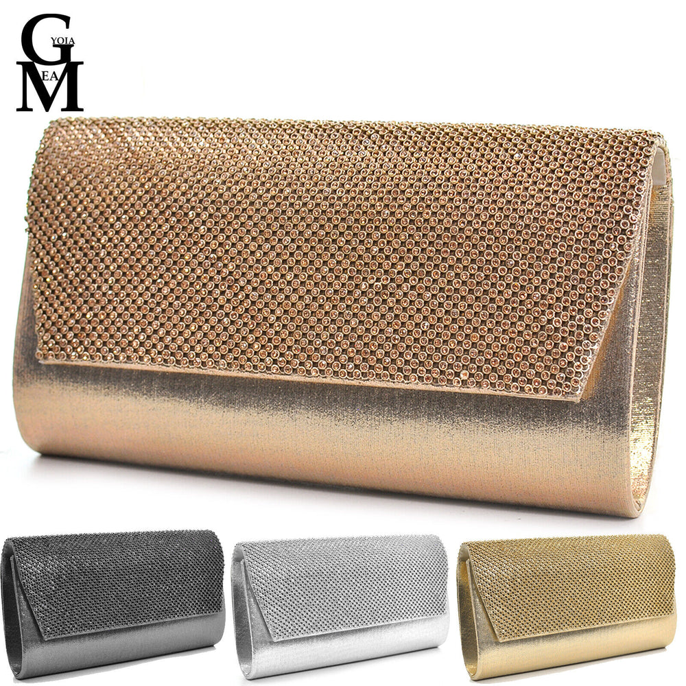 Pochette rigida eventi matrimonio Strass elegante con catena tracolla cerimonia