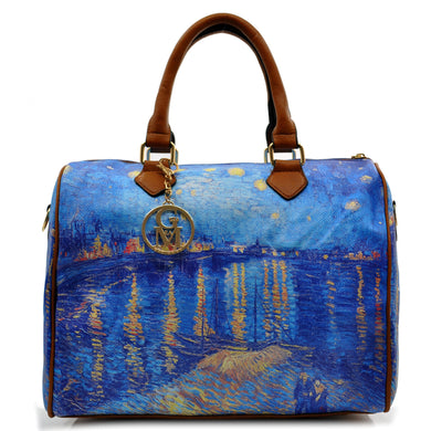 GM borsa stampa colori Vincent Van Gogh Notte stellata sul rodano donna bauletto