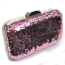 Carica l&#39;immagine nel visualizzatore di Gallery, Pochette Paillettes rosa rigida altissima qualità con strass matrimonio eventi