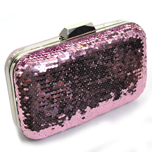 Pochette Paillettes rosa rigida altissima qualità con strass matrimonio eventi