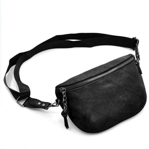 Marsupio donna pelle trapuntata cerniere tasche cintura vita borsa moda casual