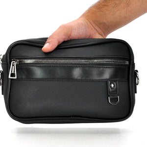 Borsello borsa a mano GM uomo 2in1 Eco Pelle Unisex Pochette Mano Da Polso nero