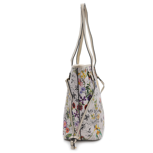 GM Borsa shopping nuova elegante casual beige passeggio fantasia fiori fiorata