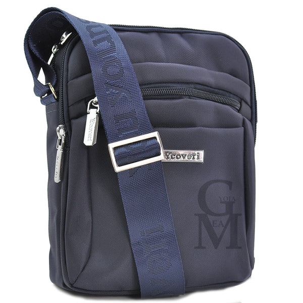 COVERI Borsello 5 zip originale tasche blu sportivo uomo tracolla nylon tessuto