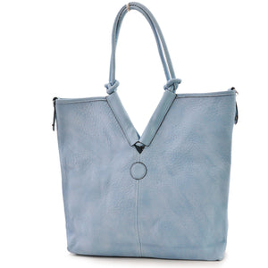 Borsa donna GM celeste azzurro grande pelle spalla shopping semplice capiente